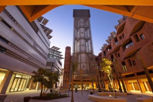 Center Courtyard and the Windtower at the Masdar Institute Campus, Masdar City. CC via Flick.