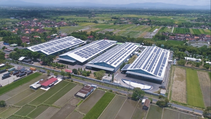 Largest solar rooftop in Central Java installed by Total Solar DG on Danone-AQUA factory in Klaten, Indonesia